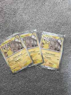 Pikachu At The Museum, Pokemon X Natural History Museum Jumbo Promo Card X3 NEW - Image 1