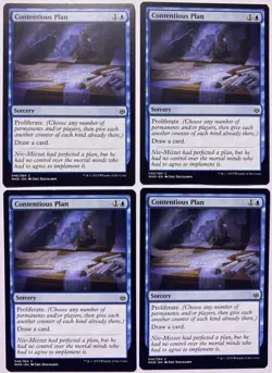 4x Contentious Plan MTG, War of the Spark, Regular, LP - Image 1