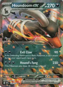 Houndoom ex 134/197 Double Rare Holo SV03: Obsidian Flames NM Pokemon - Image 1