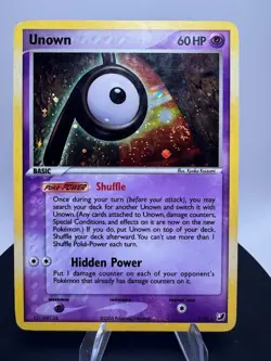 Pokemon Unown P/28 EX Unseen Forces Ultra Rare Holo Card LP-/MP+ SWIRL - Image 3