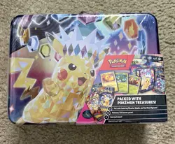 Pokemon Pikachu Surging Sparks Stellar Crown 2024 Collector Chest Tin New SEALED - Image 1