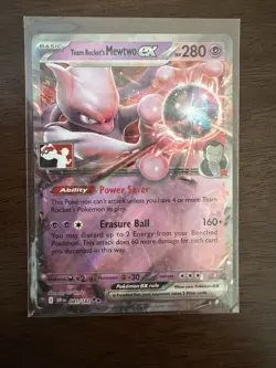 Pokemon Team Rocket's Mewtwo ex EX Double Rare Holo Prize Pack Series 081/182 - Image 1