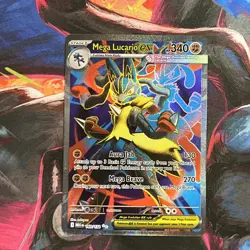 2025 Pokemon Mega Evoution Mega Lucario EX 160/132 Full Art Ultra Rare - Image 1