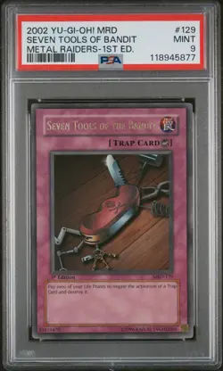 2002 YU-GI-OH! MRD-METAL RAIDERS 1ST ED #129 SEVEN TOOLS OF THE BANDIT PSA 9 - Image 1