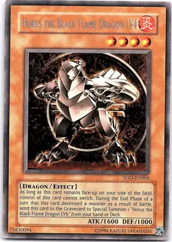 Horus The Black Flame Dragon LV4 Rare Soul of the Duelist SOD-EN006 LP - Image 1