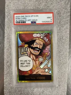 2025 One Piece OP13 Don!! Card Alternate Art Gold PSA 9 - Image 1
