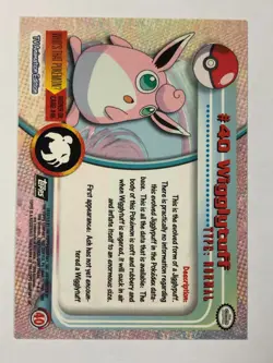 Pokemon Card Black Label Topps TV Animation #40 Wigglytuff Near Mint - Image 2