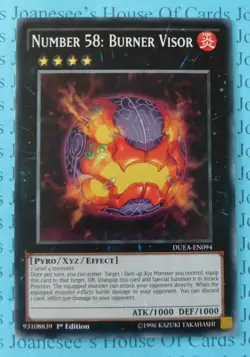 Number 58: Burner Visor DUEA-EN094 Common Yu-Gi-Oh Card 1st Edition New - Image 1