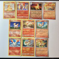 Pokemon Card Lot of 10 - Ponyta & Rapidash Set w/ Holo & Reverse Holo - Image 1