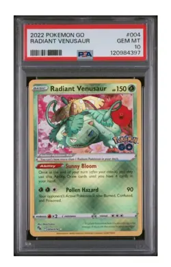 2022 Pokemon Go Radiant Venusaur #004 PSA 10 Gem Mint RARE - Image 1