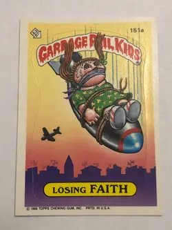 1986 Topps Garbage Pail Kids Sticker Losing Faith 151a Near Mint - Image 1
