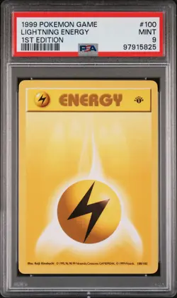 1999 POKEMON BASE SET 1ST EDITION #100 LIGHTNING ENERGY PSA 9 - Image 1