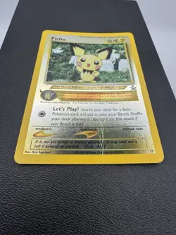 Pokemon Pichu #35 LP/MP Reverse Holo Black Star Promo WOTC Pikachu Vintage - Image 3