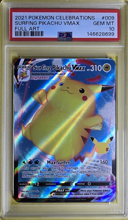 PSA 10 Gem Mint 2021 Pokemon ~Surfing Pikachu vmax~ Celebrations Full Art #009 - Image 1