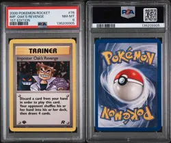 2000 Pokemon Team Rocket 1st Edition #76 Imposter Oak's Revenge PSA 8 NM-MT - Image 3