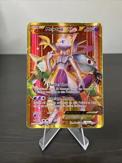 Pokemon Mewtwo EX TCG Full Art Holo Rare Breakthrough-Secret 164/162 *damaged* - Image 1