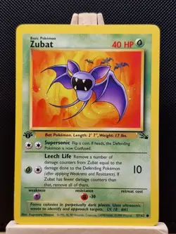 Pokemon 1999 WOTC 1st Edition Fossil Zubat 57/62 - Excellent - Image 1