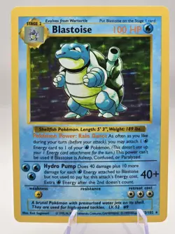 SHADOWLESS Pokemon TCG Blastoise Holo Rare Base Set 2/102 100 HP English WotC - Image 1