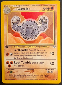 Pokemon 1st Edition Neo Revelation Graveler 30/64 Regular LP - Image 1