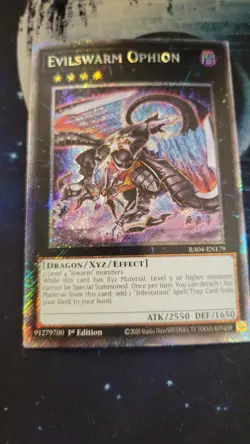 Evilswarm Ophion 1st Edition Platinum Secret Rare RA04-EN179 Yu-Gi-Oh! - Image 1