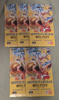 One Piece OP15/EB04 Adventure on KAMI’S Island 5 Booster Packs English Sealed - Image 1