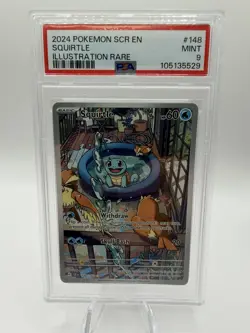 Pokemon TCG Squirtle Illustration Rare Holo PSA 9 Sv07 Stellar Crown #148/142 - Image 1