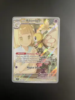Lillie's Ribombee 164/159 SV09 Illustration Rare Full Art Holo Pokemon TCG - Image 1