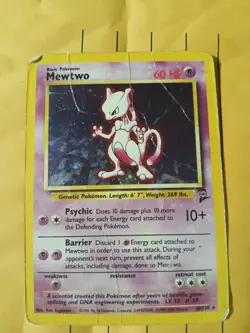 Pokemon Mewtwo 10/130 Base Set 2 Holo DMG - Image 1