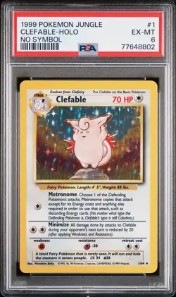 1999 Pokemon Jungle Clefable Holo No Symbol PSA 6 #1 - Image 1