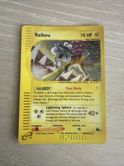 Raikou H26/H32 Skyridge Holo Rare Pokemon TCG Nintendo e-reader legendary HP - Image 1