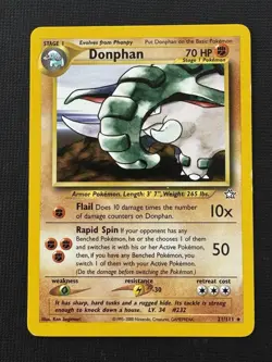 Pokemon Donphan 21/111 Neo Genesis Rare Stage 1 Regular 70HP 50 Attack - Image 1