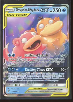 Pokemon Slowpoke & Psyduck GX 35/236 Sm-Unified Minds Ultra Rare Holo TAG TEAM - Image 1