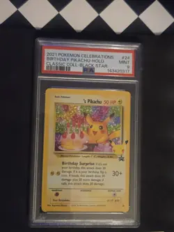 Birthday Pikachu Holo Pokemon 2021 Celebrations Classic Black Star #24 PSA9 - Image 1