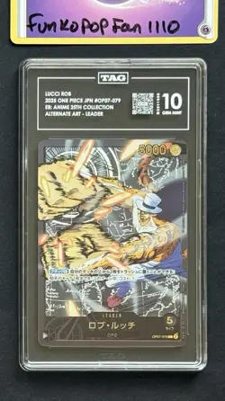 TAG 10 Rob Lucci OP07-079 Gold Font Anime 25th Collection One Piece Japanese - Image 1