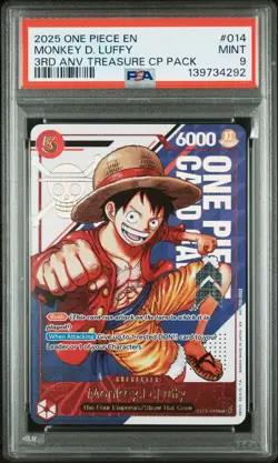 One Piece Monkey D Luffy 3rd Anniversary Treasure Campaign ST21 014 PSA 9 Mint - Image 1