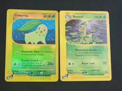 Pokemon TCG Chikorita 99/165 Reverse Holo BayLeef 71/165 Non Holo Expedition NM - Image 1