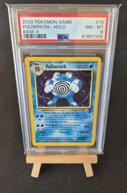 PSA 8 Poliwrath Base Set 2 15/130 Holo Rare Pokemon TCG Swirl - Image 1