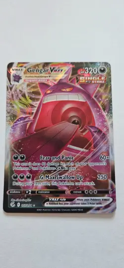 Pokemon TCG Card Gengar VMAX 157/264 SWSH08 Fusion Strike Holo NM Ultra RARE - Image 1