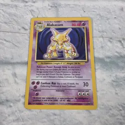 Alakazam 1/102 Base Set Holo Rare Unlimited Pokemon TCG Card MP Condition - Image 1