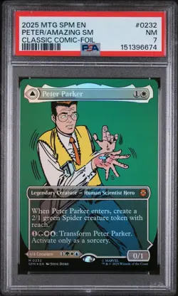 MTG: Peter Parker (0232) (Borderless) Marvel's Spider-Man Foil PSA 7 - Image 1