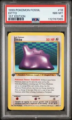 -1999 Pokemon Fossil Ditto PSA 8 - Image 1