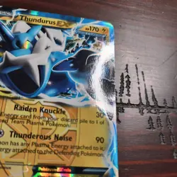 Thundurus EX BW81 Pokemon BW Black Star Promos Promo Heavily Played HP 1 - Image 3