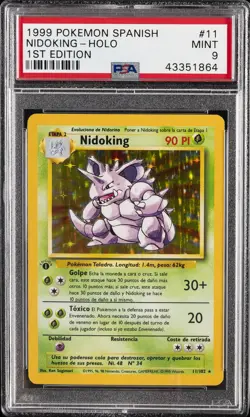 1999 POKEMON SPANISH 1ST ED #11 NIDOKING-HOLO PSA 9 - Image 1