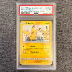 PSA 8 2019 Pokemon Sun & Moon Team Up Pikachu Blister Black Star Promo SM162 - Image 1