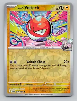 Reverse Holo Iono's Voltorb 047/159 Common Journey Together Pokemon - Image 1