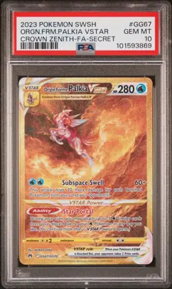 Pokemon Origin Forme Palkia VSTAR Secret Rare GG67/GG70 Crown Zenith Holo PSA 10 - Image 3