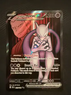 Pokemon TCG Team Rockets Mewtwo EX 213/182 Full Art Ultra Rare English - Image 1