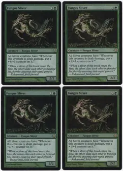 Fungus Sliver x4 4x 2009 Premium Deck Series: Slivers PLAYSET FOIL MTG NM AZ1 - Image 1