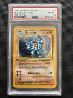 1999 Pokemon TCG Machamp Base Set 8/102 1st Edition Holo Rare PSA 8 - Image 1