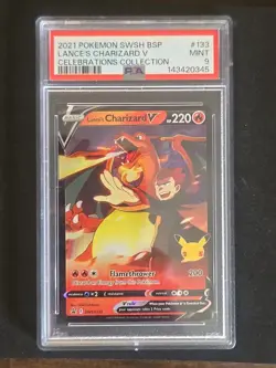 Pokemon 2021 Celebrations Lance's Charizard V Black Star Promo SWSH133 PSA 9 - Image 1